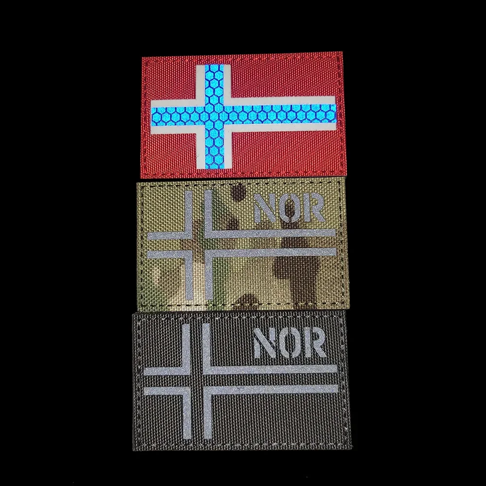 Nordic Norway Denmark Finland Sweden IR Night Recognition Badge Luminous Infrared Reflection Armband Patches for Clothing