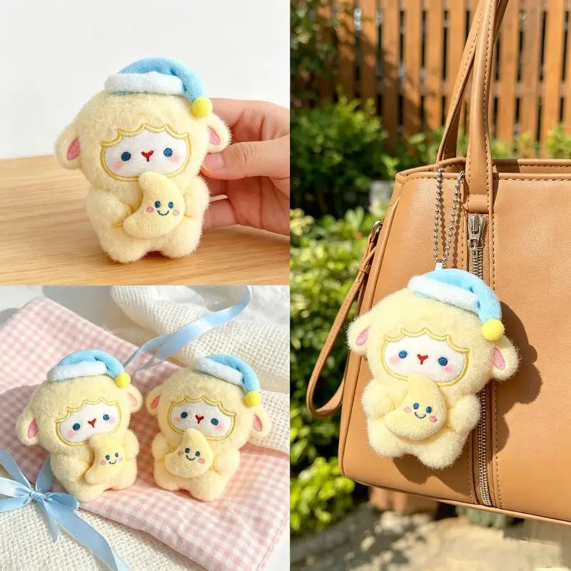 Fluffy Cute Lamb Plush Keychain Soft Lightweight Bag Ornament Fadeless Creative Mothers Day Small Gift for Female Friends
