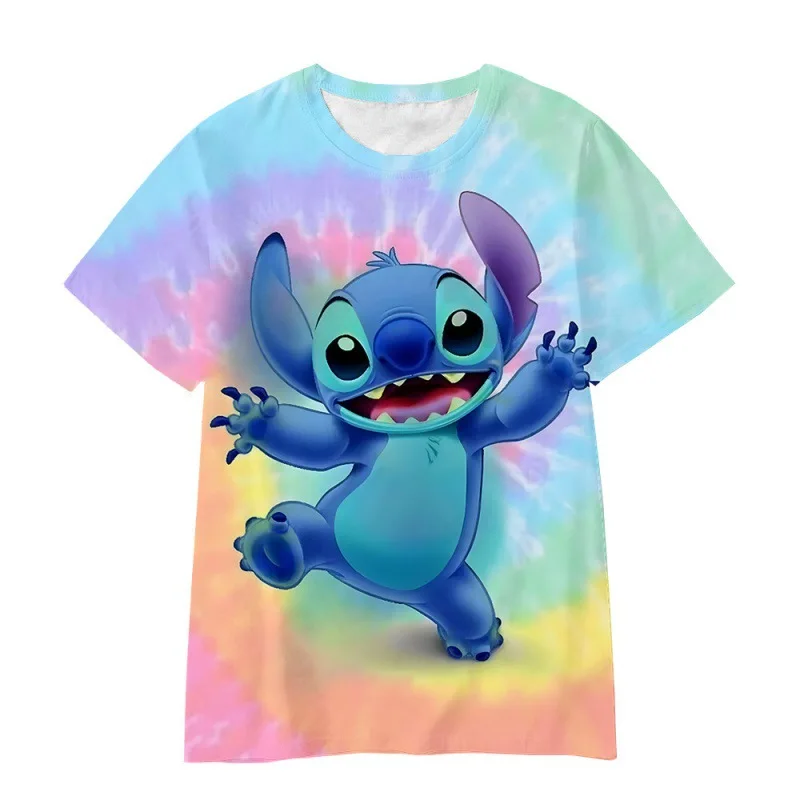 Summer Good-Looking Men Disney Cartoon Stitch Print T Shirt Fashion High Street Oversized Tees Male Casual O-Neck Short Sleeve