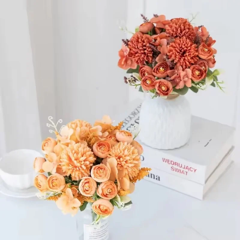 

1Pc Silk Artificial Flower Hydrangea Tea Rose Outdoor UV Protection Home Vase Wedding Bridal Bouquet Diy Festival Wreath DIY Box