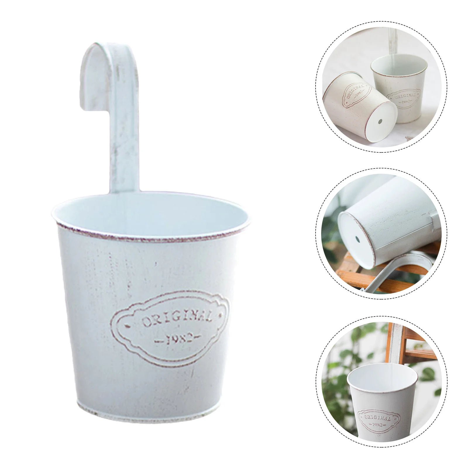 

2pcs Rustic Iron Hanging Flower Pot With Hook Decorative Bucket For Balcony Garden Planters Vintage Planter Gardening Bonsai