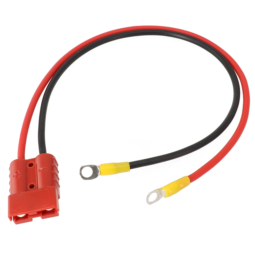 50A 10AWG Battery Charging Connector Cable with M8 Post and Dual Ring Terminals for EV and Solar Power System Integration