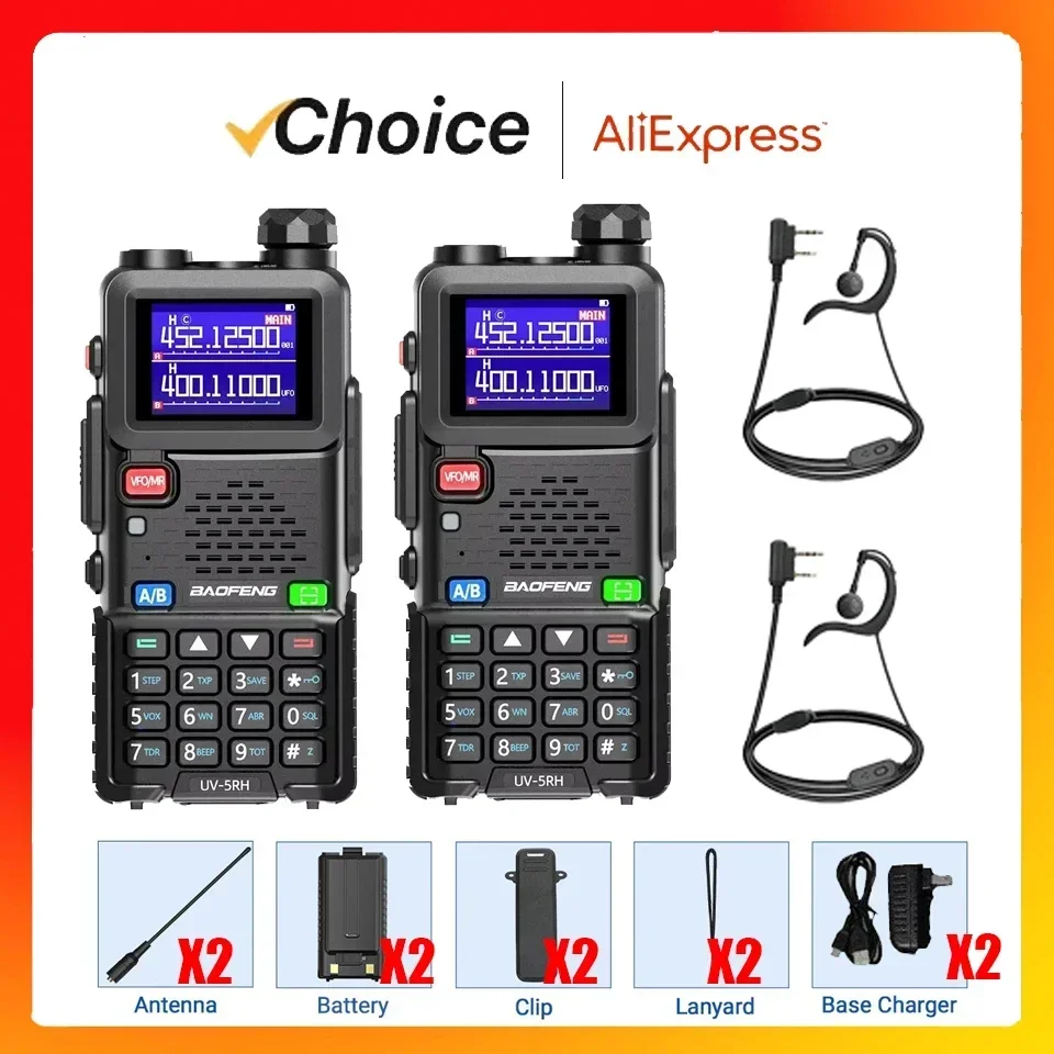 2PCS Baofeng Official Store UV 5RH 10W Full Bands Walkie Talkie Wirless Copy Frequency Type-C Charger Upgraded UV 5R Transceiver