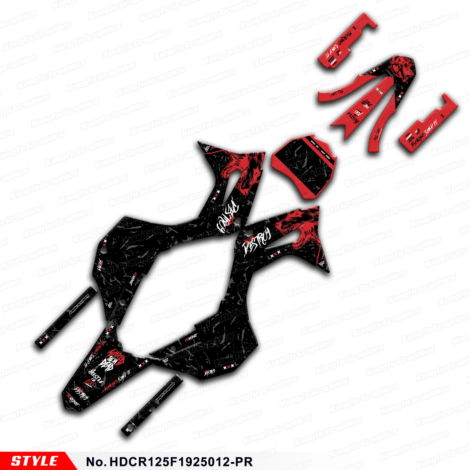 

JY RACING Dirtbike Graphics Stickers Complete for Honda CRF 125F CRF125F 2019 2020 2021 2022 2023 2024 2025, HDCR125F1925012-PR