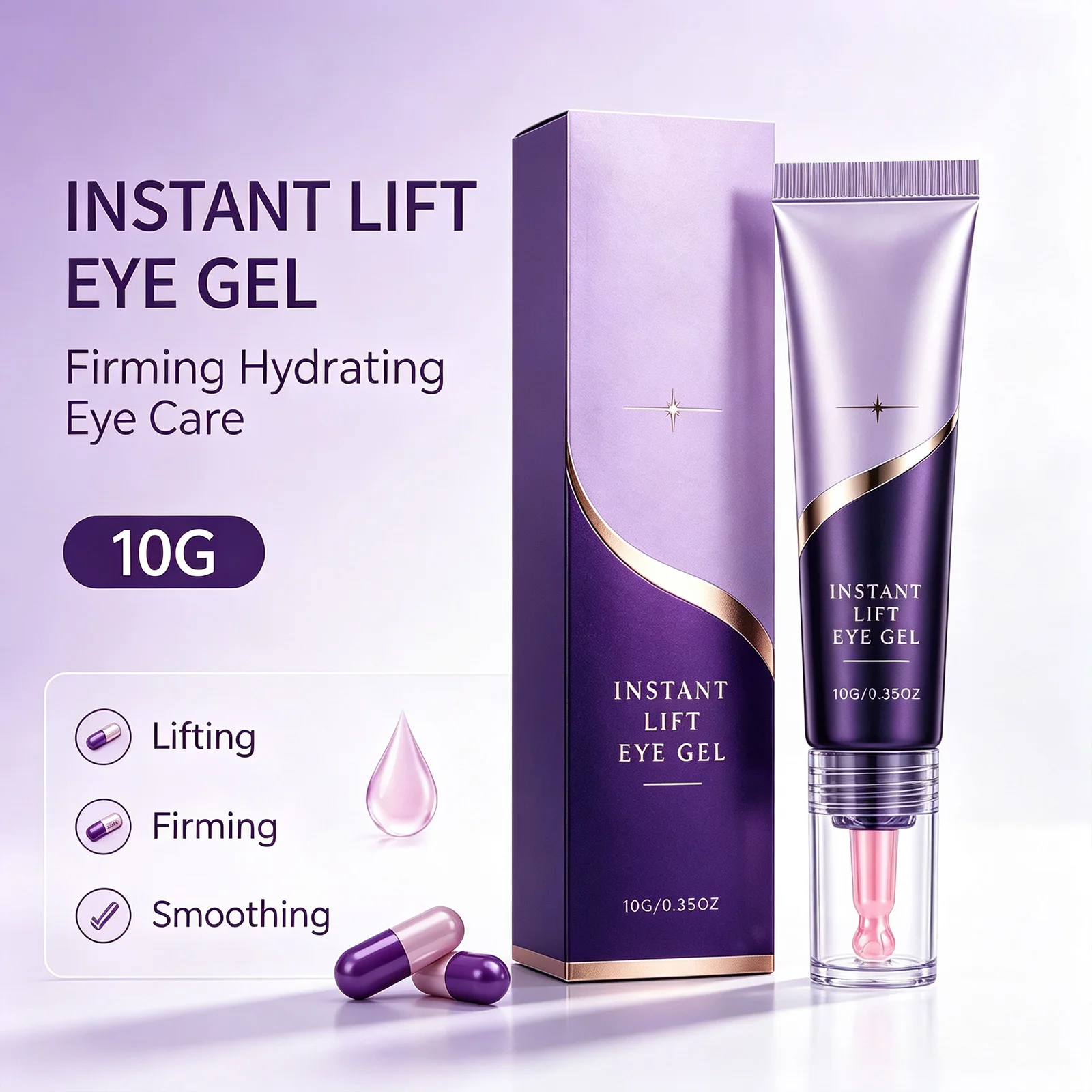 Instant Lift Eye Gel 10g Hydrating Eye Area Care Smooth Fine Lines Look Brighten Tired Eyes Daily Makeup Prep Travel Size