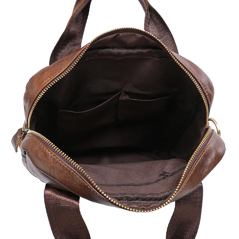 New Vintage Men's Cow Leather Shoulder Bag Large Capacity Male ipad Crossbody Bag For Men