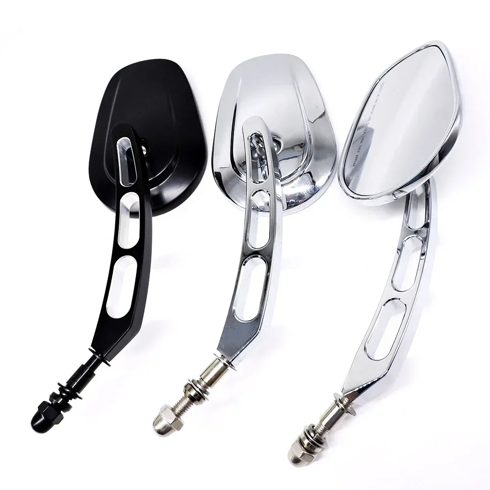 WB3 Heavy Duty Cruiser Motorcycle Mirrors Solid Metal Construction Stable Vibration Free for Long Distance Rides