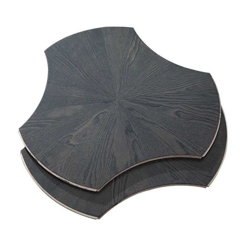 

Black walnut lotus leaf special-shaped parquet floor lotus art parquet floor large lotus leaf floor