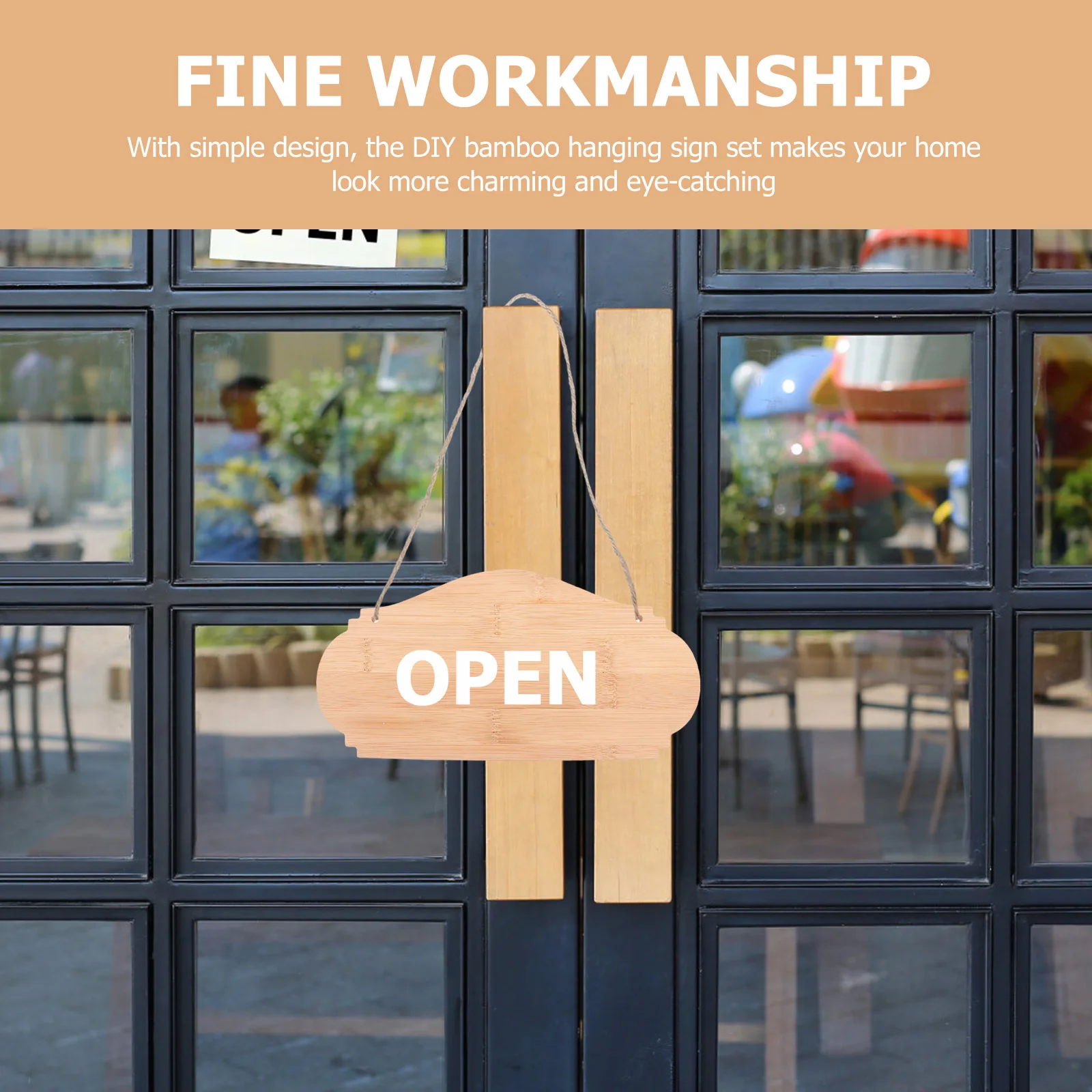 2 قطعة المعلقات الخيزران فارغة معلقة العلامات ل الباب الأمامي الحلي سهلة لتزيين أي مكان تريد لوحات الخيزران فارغة #3