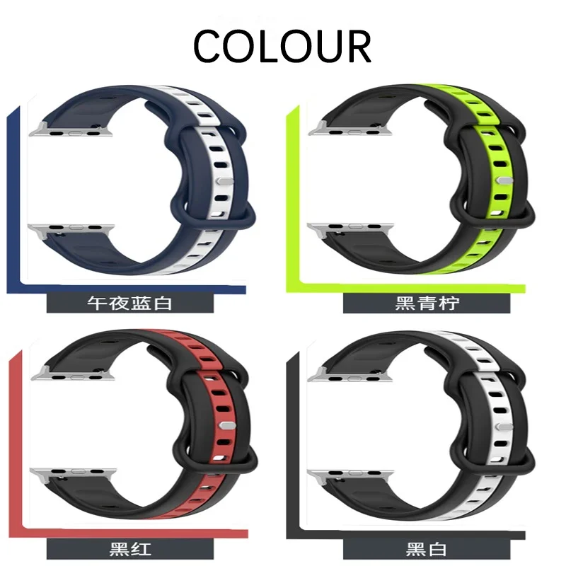Bracelet de Sport en Silicone pour Apple Watch, 45mm 41mm 49mm 44mm, série iWatch Ultra 8 7 6 5 4 SE 3, bande de caoutchouc pour l'extérieur