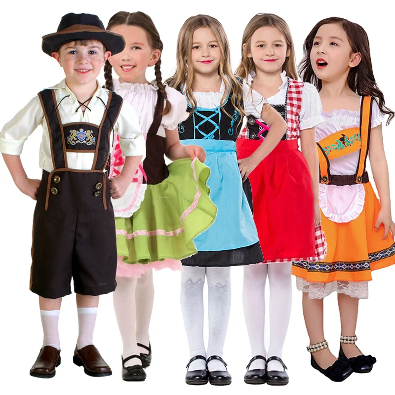 

Boys and Girls German Oktoberfest Costume Children's Day Culture Festival Art Performance Traditional Dress Beer Costume