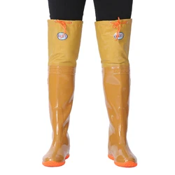 Lace-up Flat Fishing Boots Foldable Beach Boots over the Knee Knee-High Rain Boots