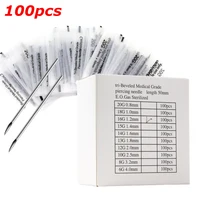 100 unids/caja agujas desechables de perforación de acero 316 para ombligo, pezón, oreja, nariz, labios, Kit de suministros de tatuaje 12g/13g/14g/16g/18g