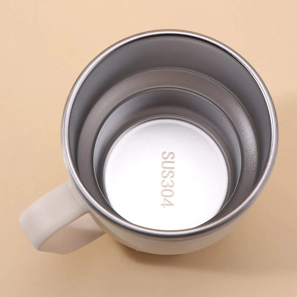 

400ml Coffee Mug 304 Stainless Steel With Lid & Handle Thermal Mug Double Layer Spillproof Insulated Water Cup Office