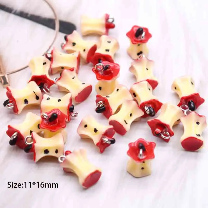 10pcs 3D Red Color Love Apples And Pits Resin Charms For DIY Decoration Earrings Necklace Jewelry Accessories