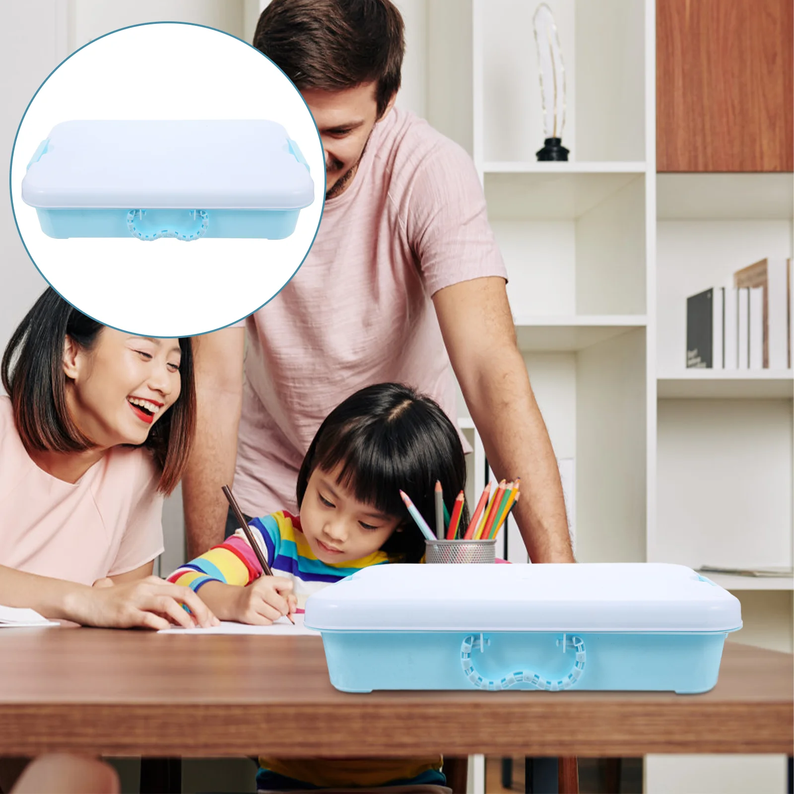 Sandbox Toy Storage Plastic Indoor Tray Portable Handheld Sky-blue Sandtray Child