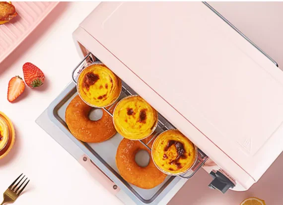 Keshun 9L Electric Oven Household Mini Double layered Multi functional Cake Baking Oven TO-128 Pink Cake Bread