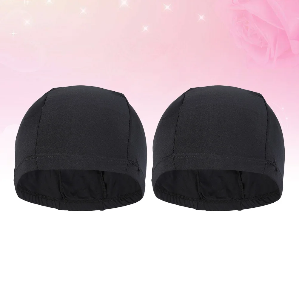 2Pcs Stretchable Polyester Swim Cap Lightweight Comfortable Fit for Men Women Uv Protection Black Stretchable Polyester Swim Cap