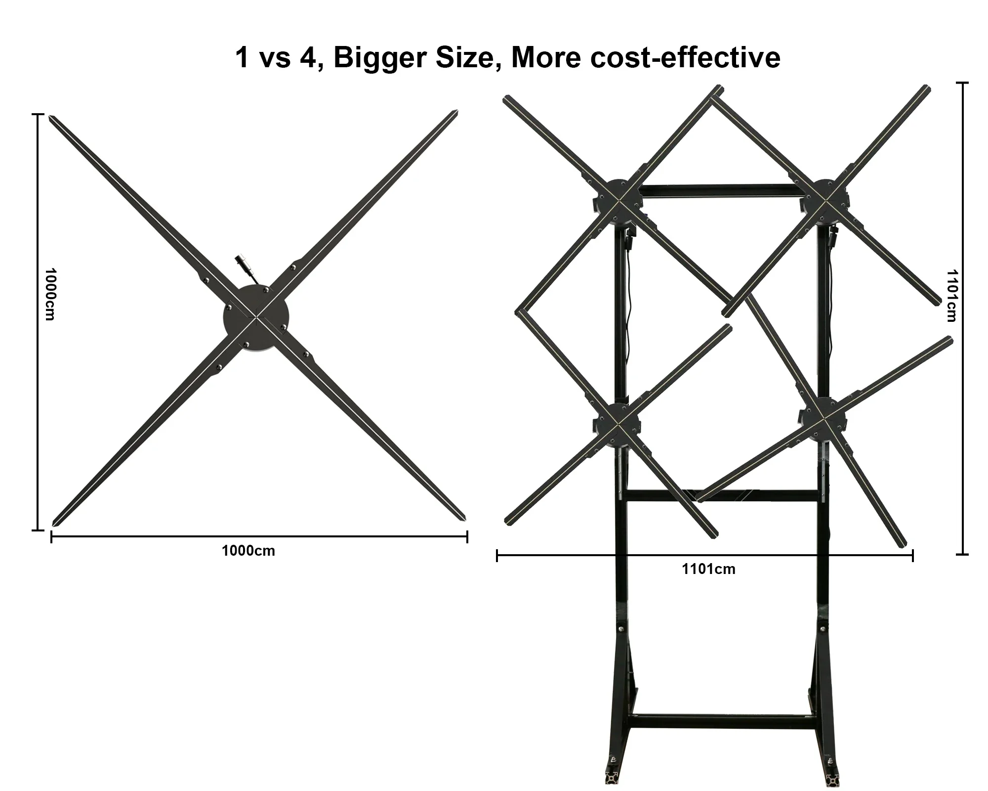 

2026 New HDFocus 100CM 3D Hologram Equipment In Air Video Display Indoor Advertising Holographic Projector LED Fan