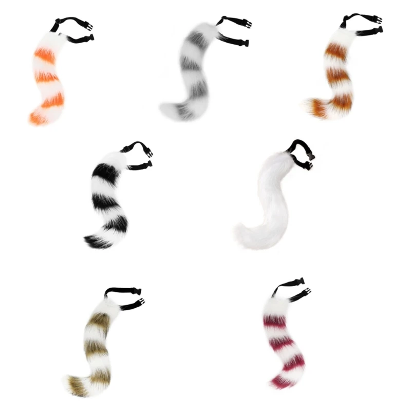 

E15F Foxes Tail,Faux Furs Wolf Foxes Cats Tail Fancy Dress Halloween Cosplay Costume Adjustable Furry Foxes Tail Adult Kids