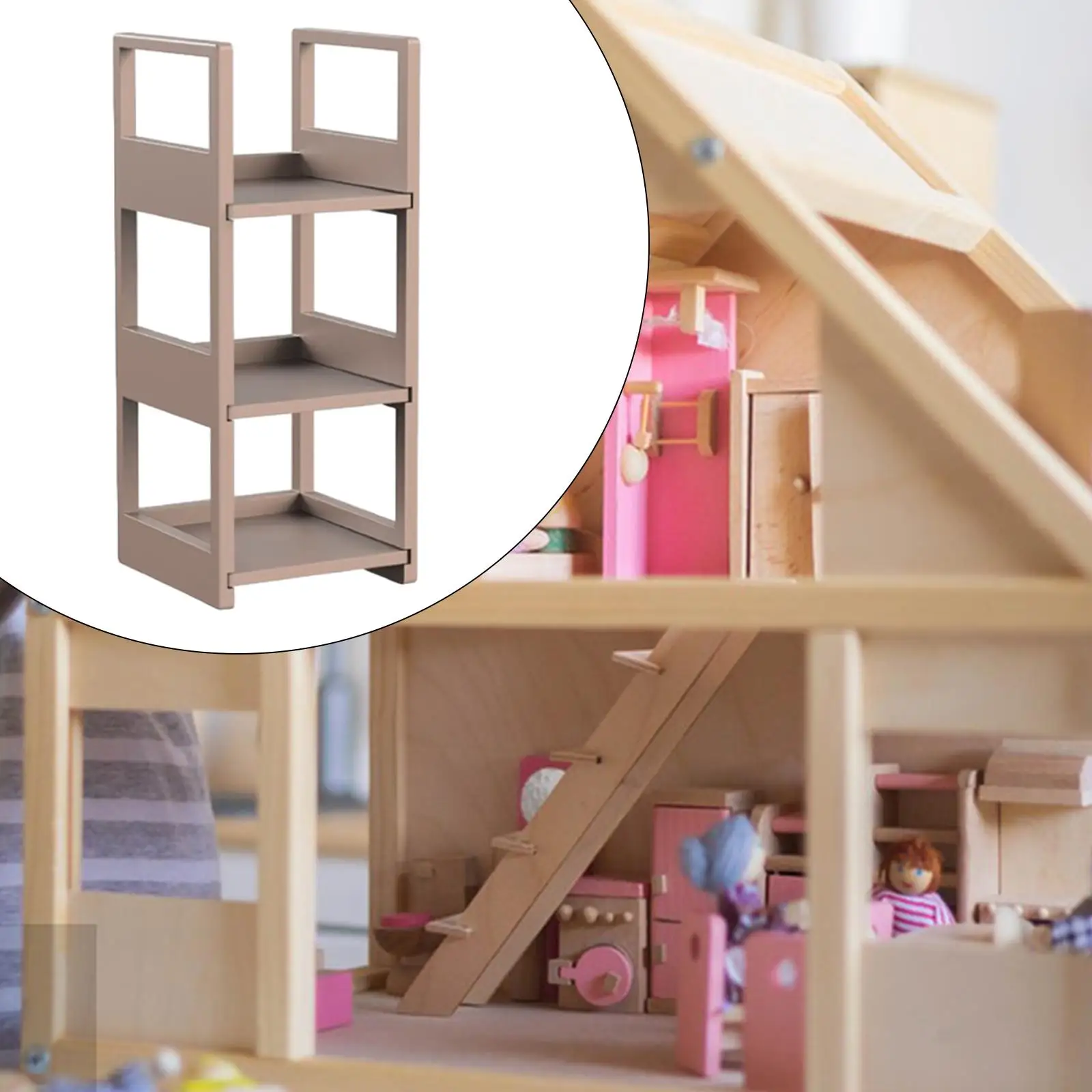 1:12 Scale Dollshouse Bookcase Kids Pretend Play Toy for Micro Landscape