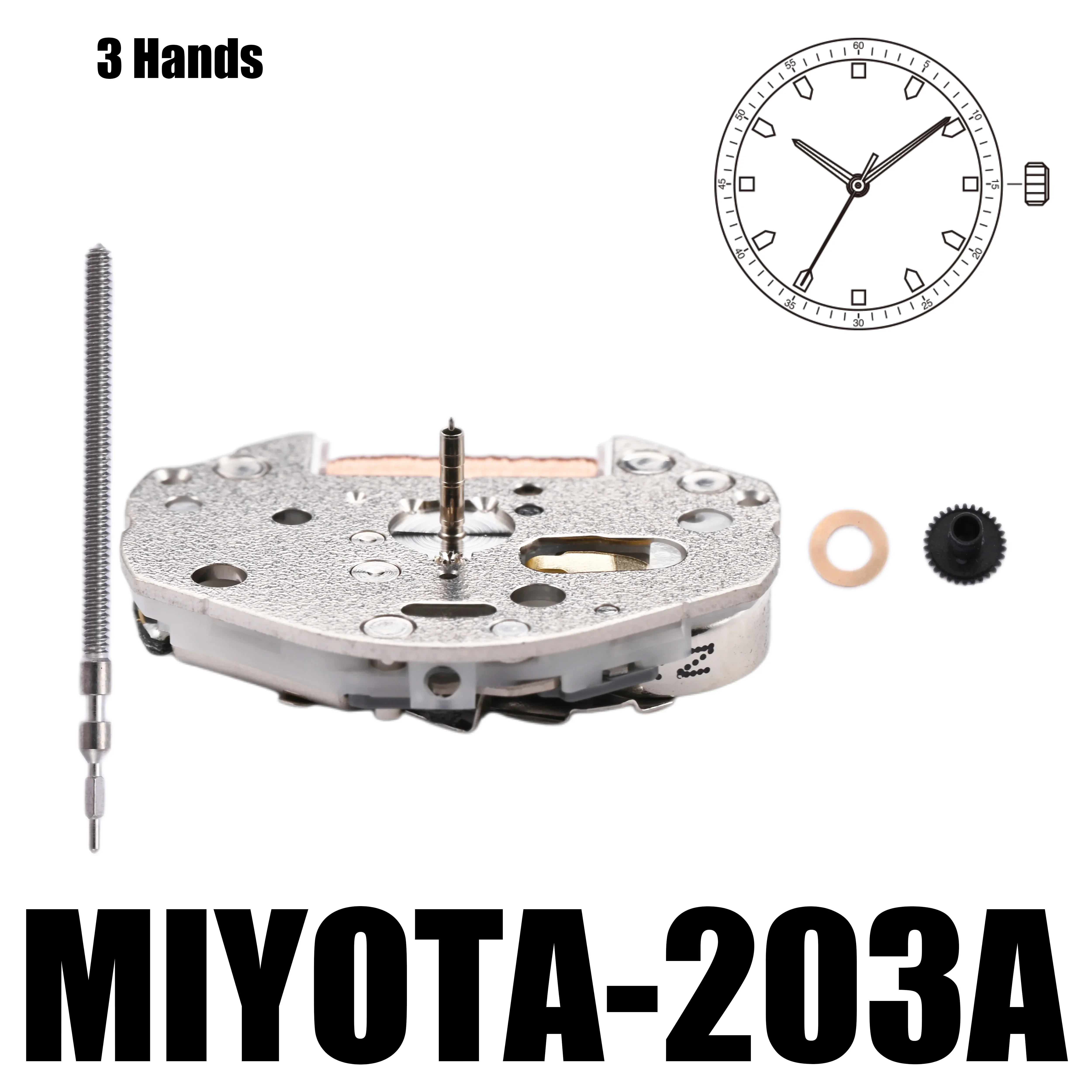 Miyota 203A Standard｜Movements MIYOTA Watch Movement Cal.203A 3 Hands Standard Movement.Size:6 3/4×8''' Heigh:3.15mm