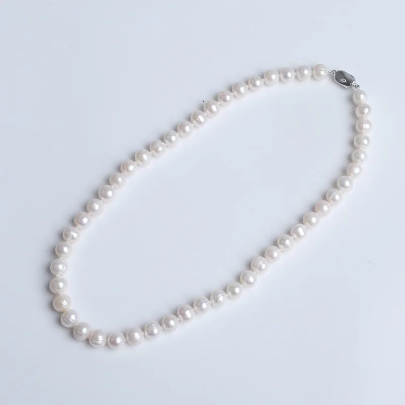 8-9Mm Natural Freshwater Yuanbao Clasp Pearl Necklace Sweater Chain