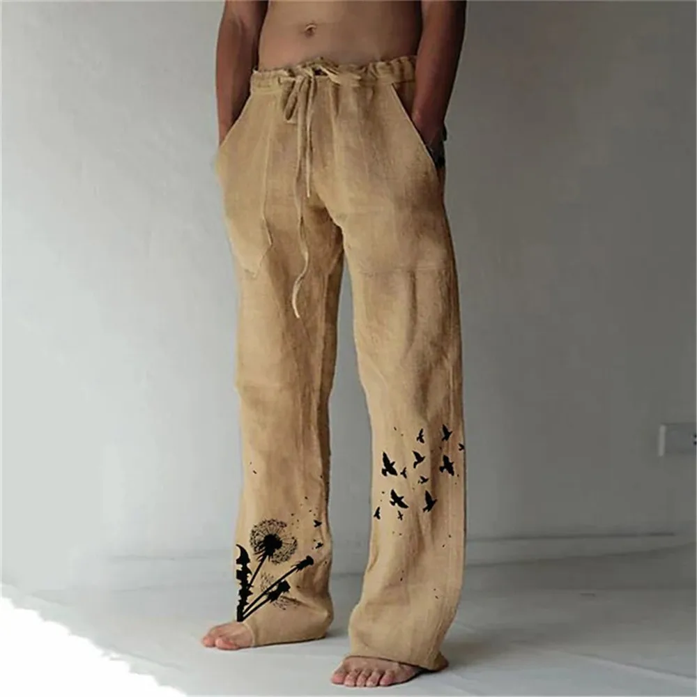 Pantalon à jambes larges pour homme, Streetwear, décontracté, imprimé, motif perroquet, pissenlit, tournesol, à la mode