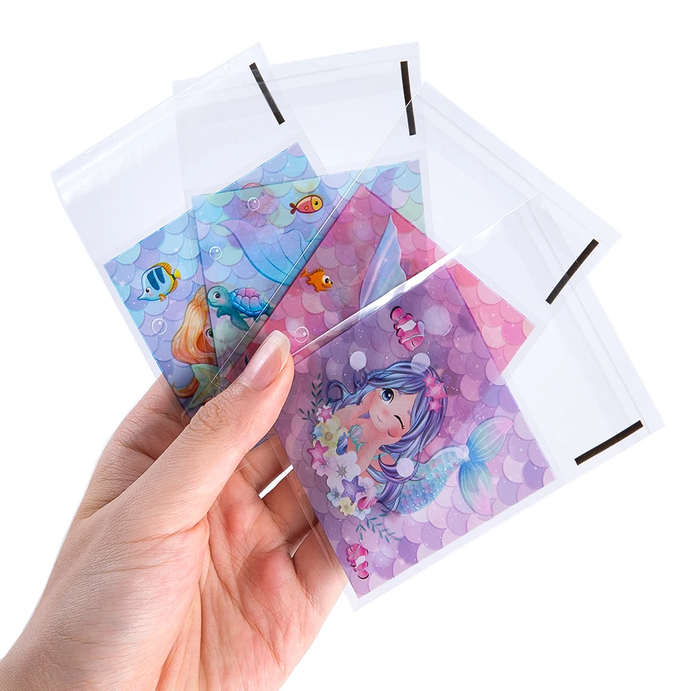 Sacchetto di plastica Opp da 50 pezzi sacchetti di plastica trasparenti a sirena oceanica autoadesivi perline porta carte regalo per imballaggio di