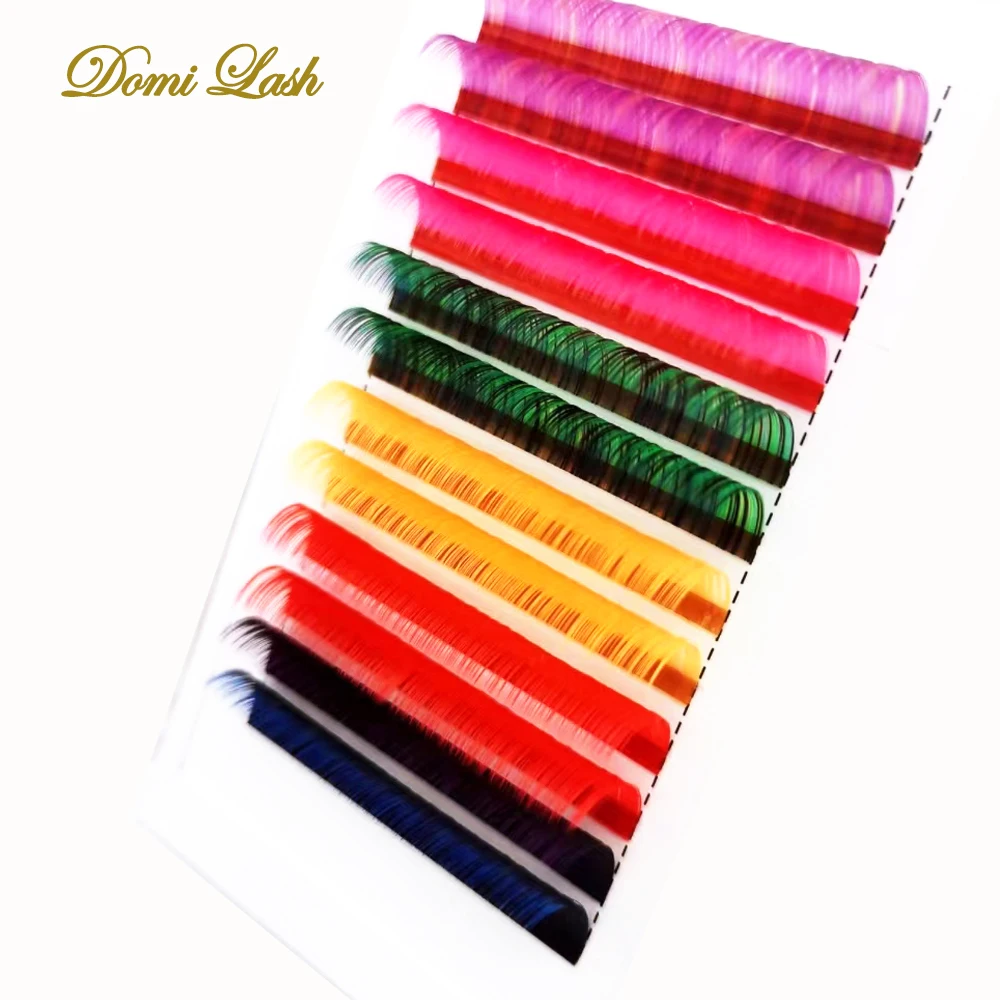 Domi Mix Color Eyelash Extensions D Curl 0.07mm 9-16mm False Individual Lashes Ombre Colored Lashes Women Makeup Tools Supplies