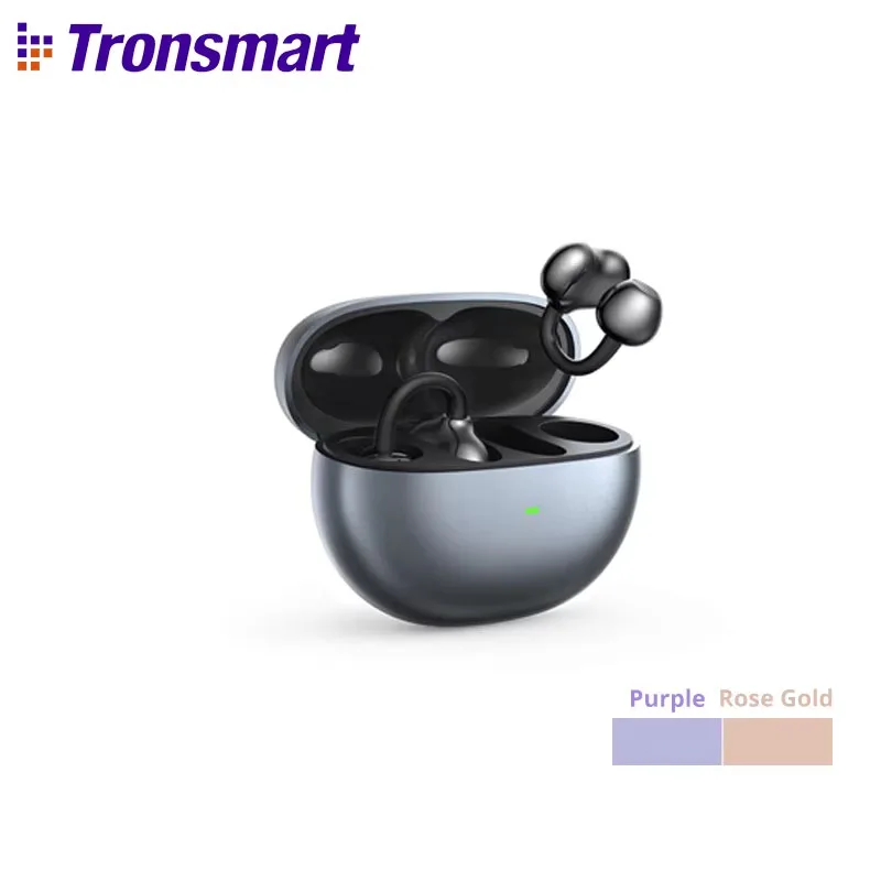 Tronsmart audífonos bluetooth OpenFly Clip con clip, Bluetooth 6.0, micrófono dual con IA, cancelación de ruido ambiental (ENC), ajuste flexible de titanio, 4,11 g, choice para correr