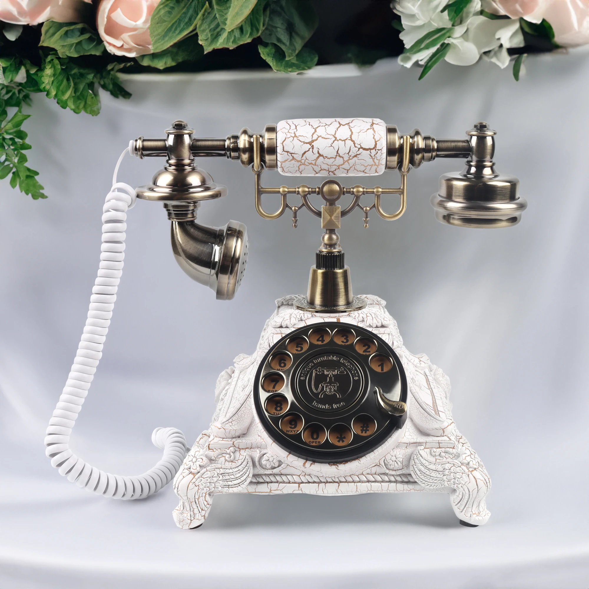 CHEETA White Chrome Bronze Gold Phone Replaces Vintage Wedding Guest's Book Guestbook Roulette Dial Recording Audio Guestbook Ph