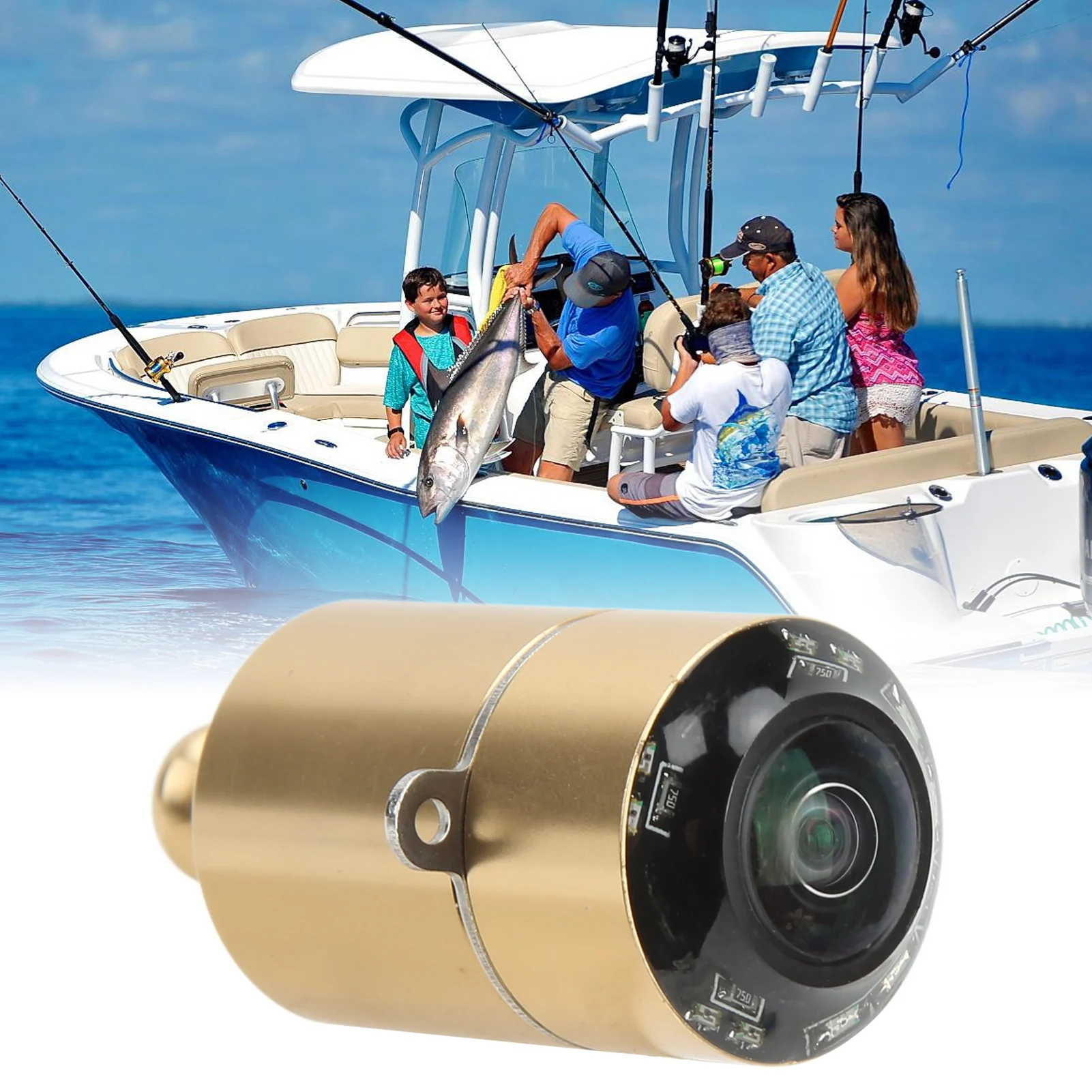 Fish Detection Camera Fish Finder Camera Professional CVBS HD Pixels Underwater Camera with Infrared Light for Boat 5V‑28V