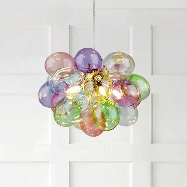 Colored Glass Ball Bubble Chandelier Balloon Chandelier Nordic Design Living Room Bedroom Home Decoration Pendant Light Lustre