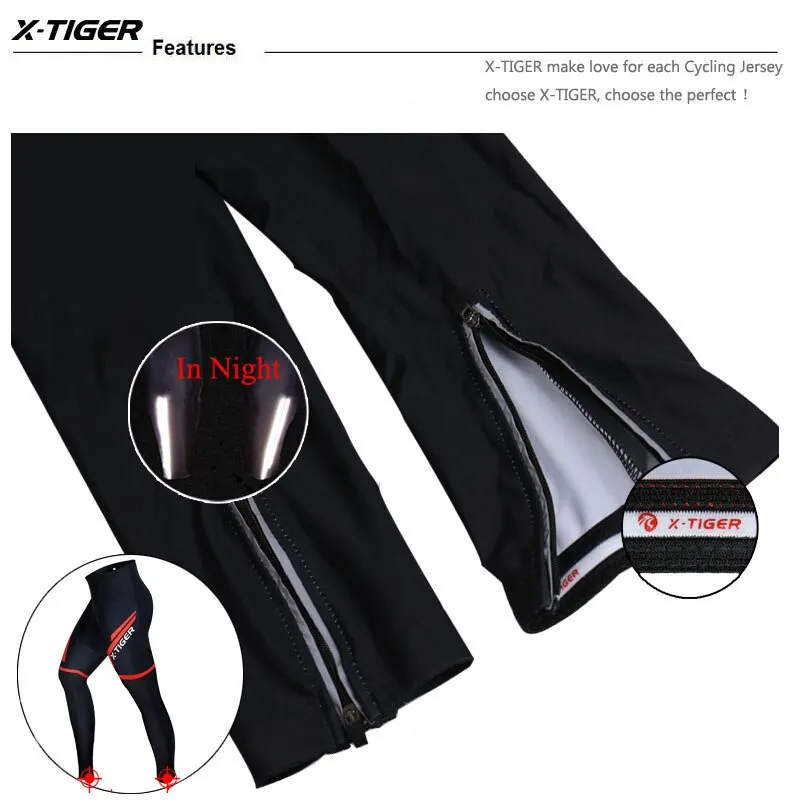 X-TIGER Cycling Pants Spring Autumn Coolmax Cycling Trousers with 5D Gel Pad Riding Bicycle Pants 100% Lycra Pantalon MTB