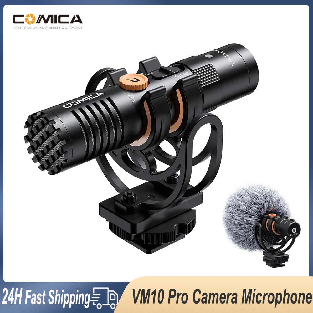 

Comica VM10 Pro Camera Video Microphone with Shock Mount Gain Control & Deadcat Shotgun Microphone for vlogs live interview