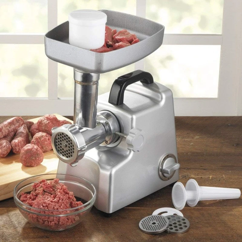 720 Professional Commercial Meat Grinder with Three-Way Control Switch Stuffing Reverse,3 Grinding Plates,Making Sausage Patties