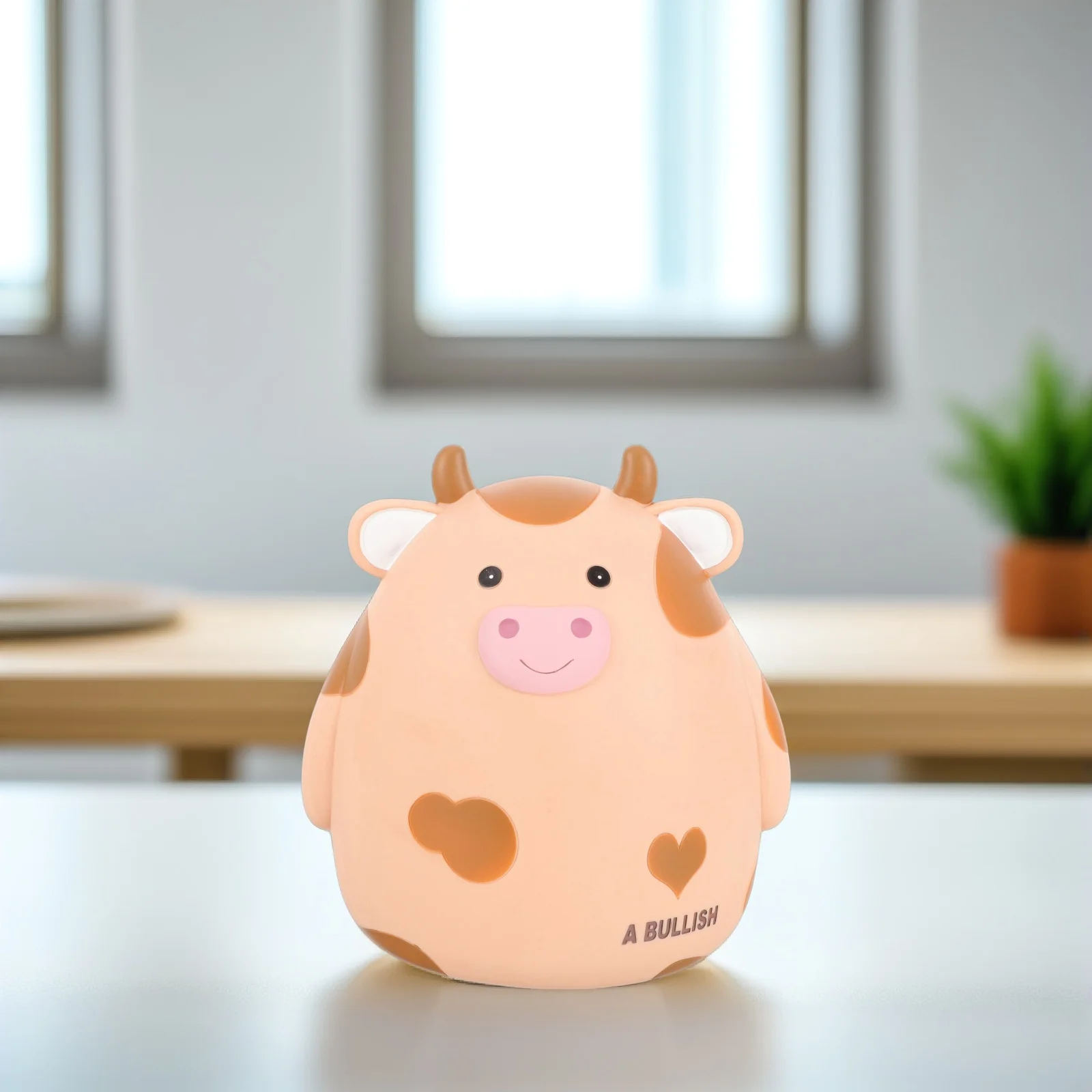 Urocza skarbonka w kształcie krowy, kompaktowa skarbonka dla dzieci, pojemnik na monety na biurko, kreatywna żywiczna skarbonka w kształcie krowy z kreskówki.
