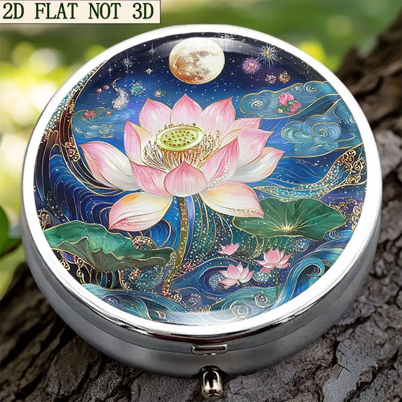 Single-piece, flat, round box, a stunning and dreamy gift box that leads the trend with its exquisite and stylish design. This portable round metal box has three compartments, making it ideal for travel or outdoor activities