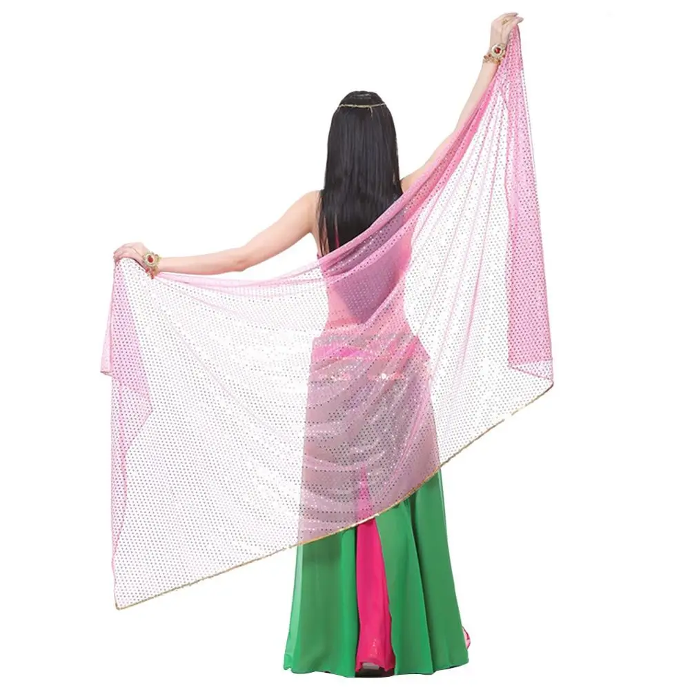 موضة الترتر الرقص الشرقي الحجاب الشيفون ضوء الرقص وشاح طويل بلون اللاتينية الرقص الشرقي شالات الرقص الرقص وشاح #4