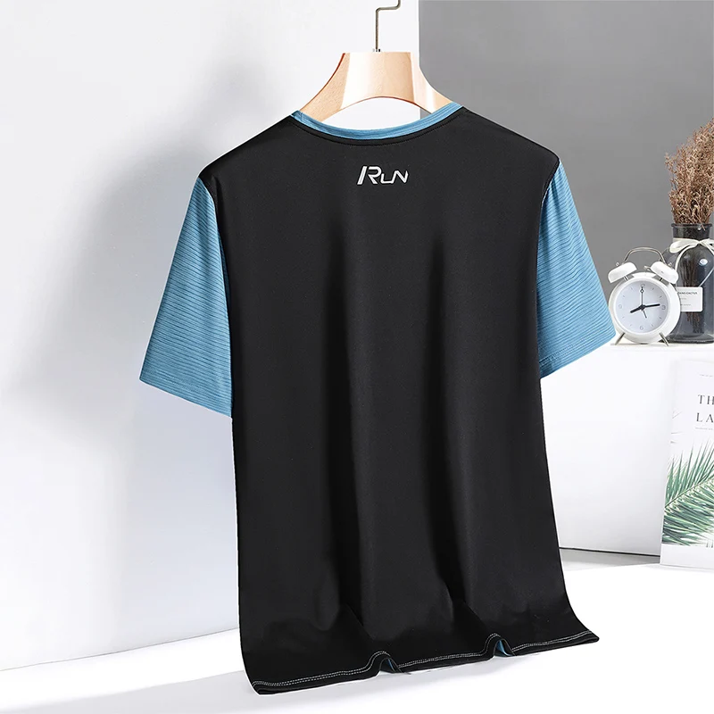 Quick-Dry GYM Sports Streetwear Fashion Oversized 3XL T Shirt Japan Style Patchwork 2023 Summer Short Sleeves Top Tees Tshirt