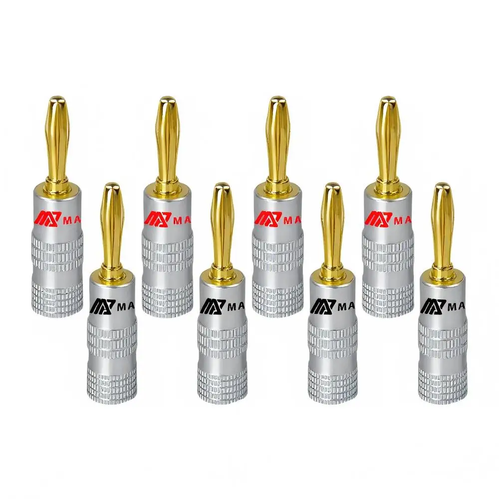 8pcs Matihur banana plugs 24K Gold-plated 4MM Banana Connector with Screw Lock For Audio Jack Speaker Plugs  HiFi
