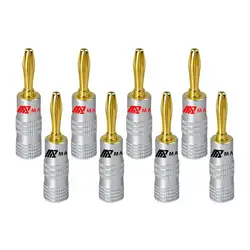 Matihur-Enchufes banana chapados en oro de 24K, conector Banana de 4MM con bloqueo de tornillo para conector de Audio y altavoz, HiFi, 8 piezas
