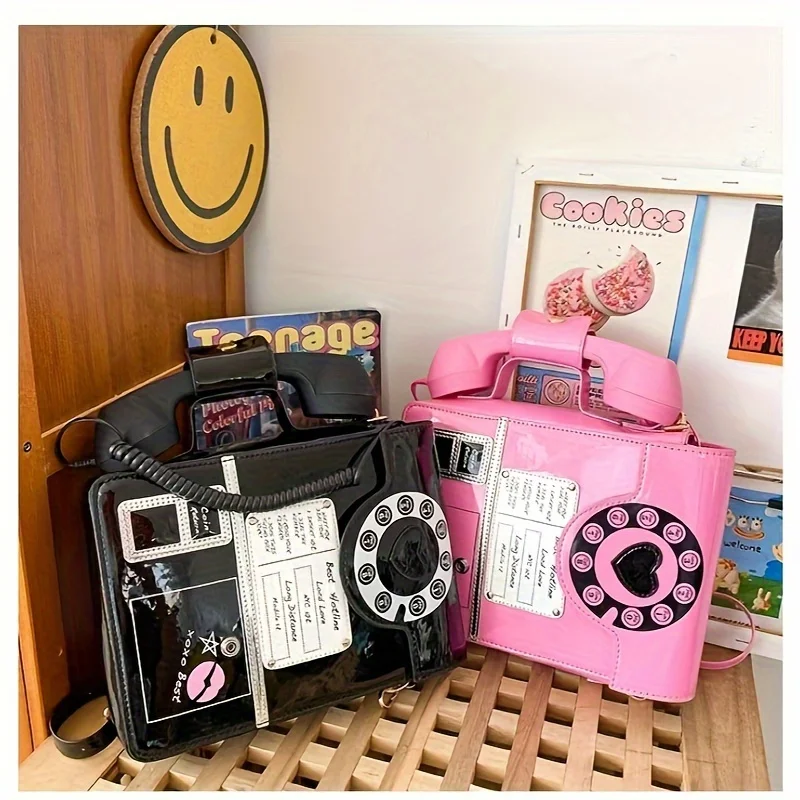 Vintage Telephone Comb Crossbody Shoulder Creative Trendy Women Small Purse Shopping Travel Dating Outdoor Handbag Unique Design