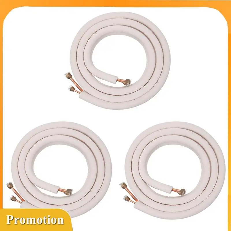 -A61K 3Pcs 3Meter Air Conditioner Pair Coil Tube 1/4In 3/8In Insulated Aluminum Wire Set Air Conditioner Parts Refrigerant Tube