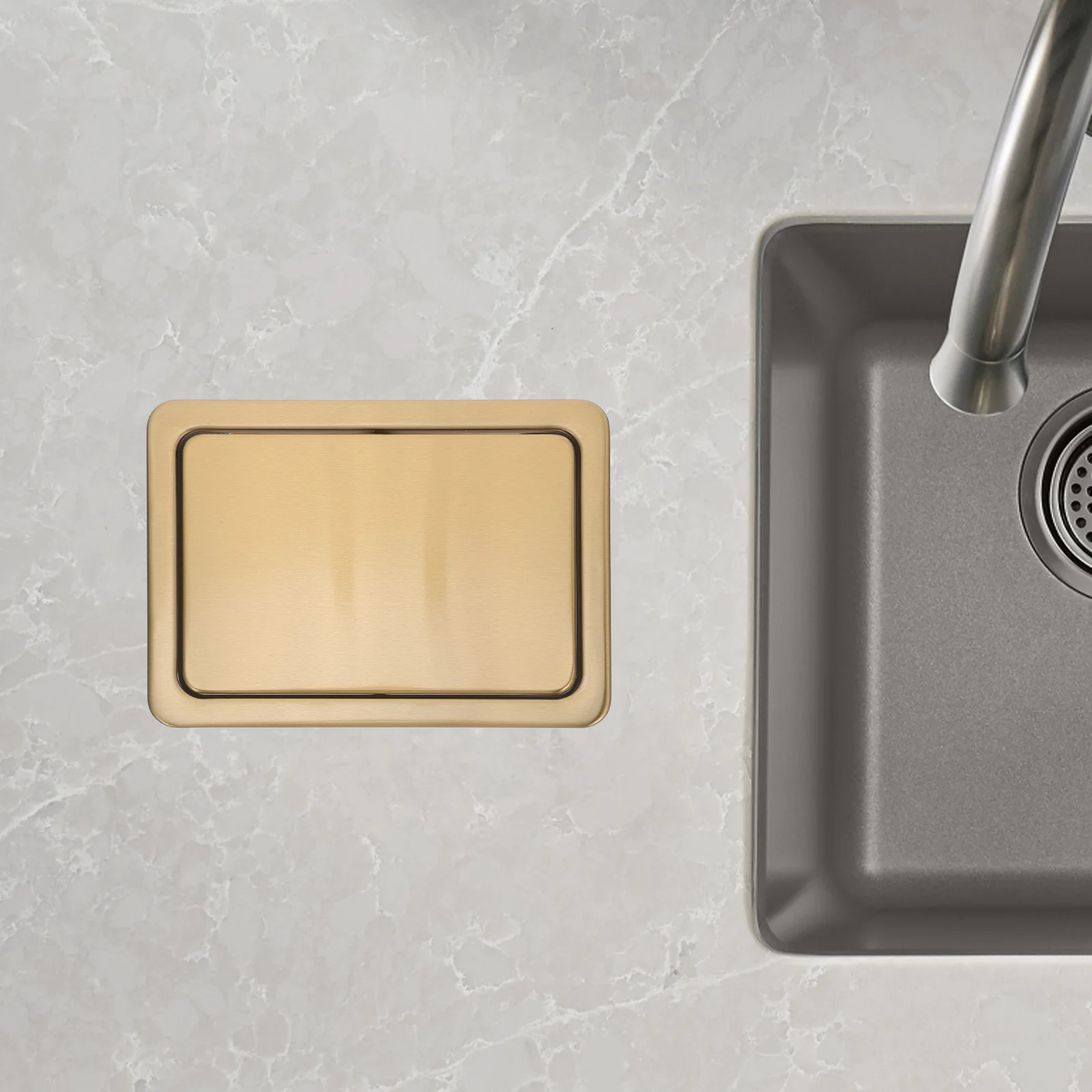 

Stainless Steel Recessed Waste Bin Lid Swing Mechanism for Countertop Bathroom Kitchen Space Saving Secure Fit No Odor Leakage