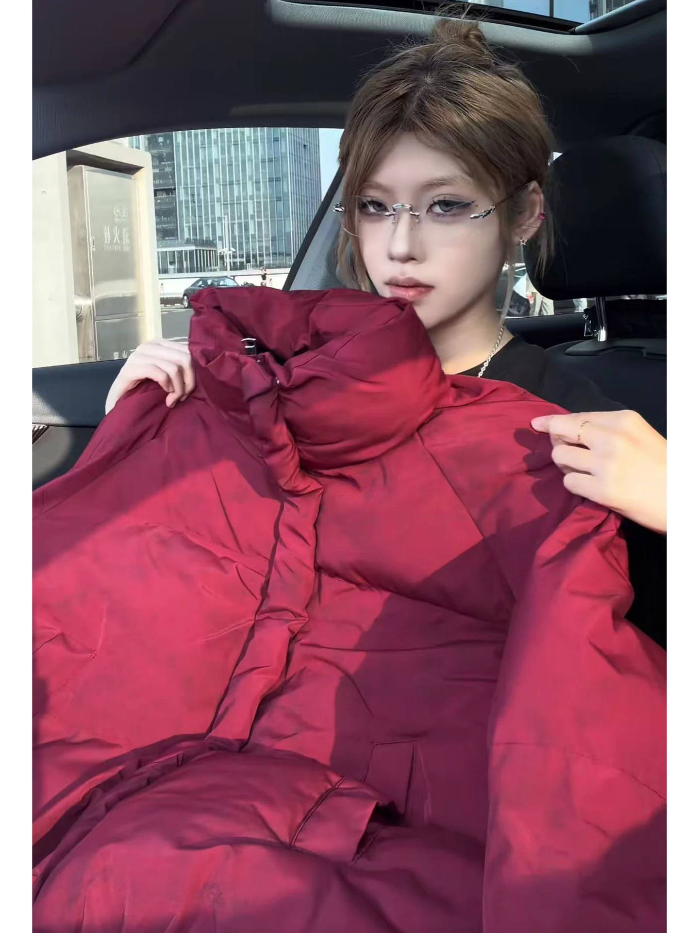 

Cleanfit Red Stand Collar Cotton Jaet Men's Winter Thiened Warm Not Puffy ort Bread Sle Outerwear Casual Youth Faion