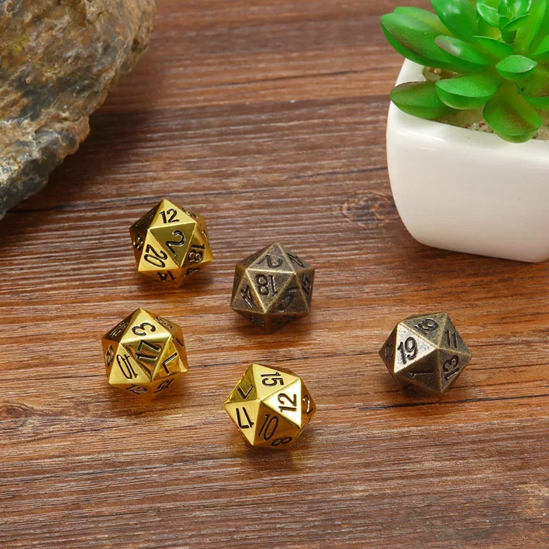 1 Piece 20 Sided Decider Golden/Bronze Metal Funny Dice Standard  Board Game Acessorios