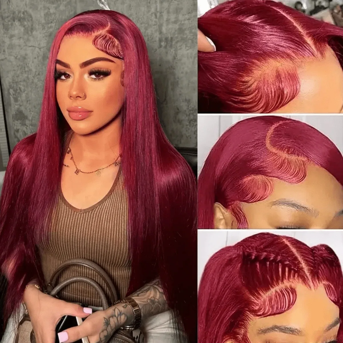 99J بورجوندي العظام مستقيم 13x6 hd الدانتيل الباروكة الأمامية 200 الكثافة الأحمر اللون البرازيلي شعر الإنسان مستقيم الدانتيل الجبهة الباروكات