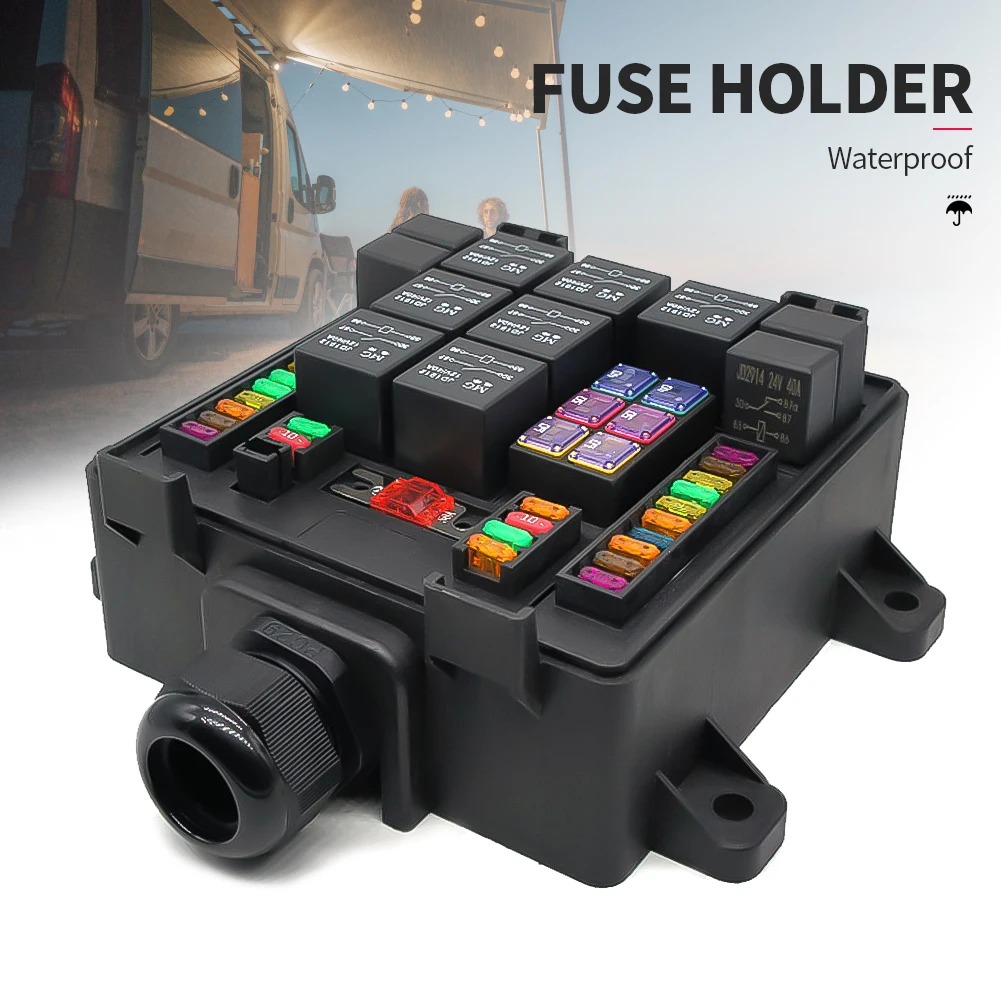 

Multi-way Car Lighting Audio Modification Control Terminal Recreation Relay Socket Box Blade Fuse Holder Automotive RV